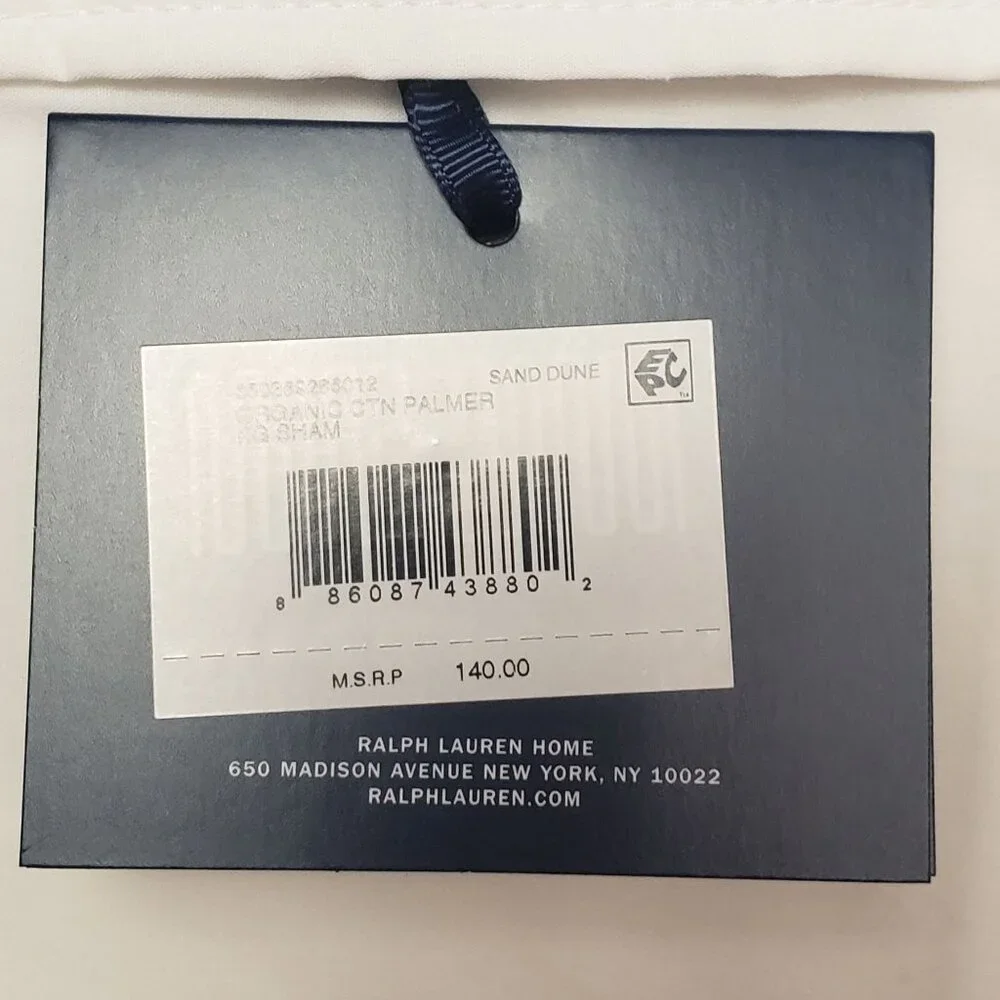 Ralph Lauren Home Palmer Percale King Sham Sand Dune Organic Cotton 20
